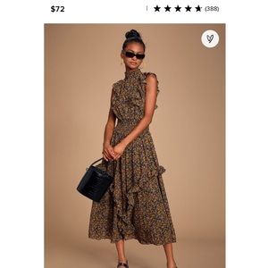 Lulu’s Mock Neck floral Midi Dress